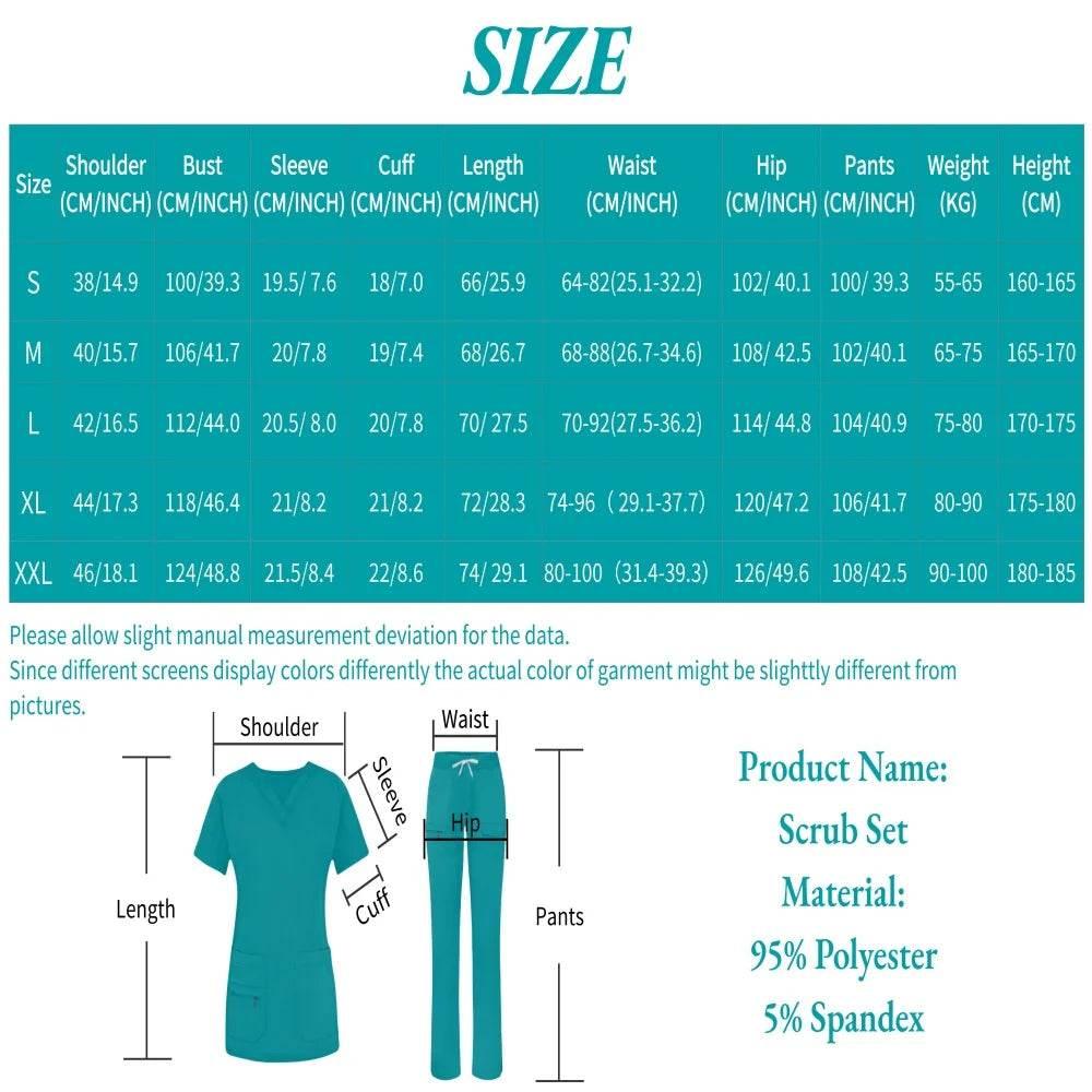 Workwear Nursing Women Scrubs Pants Elastic Wholesale Working Uniform Women Short Sleeve Neck Tops Dental Hospital Scrubs Suits - Empire P.E