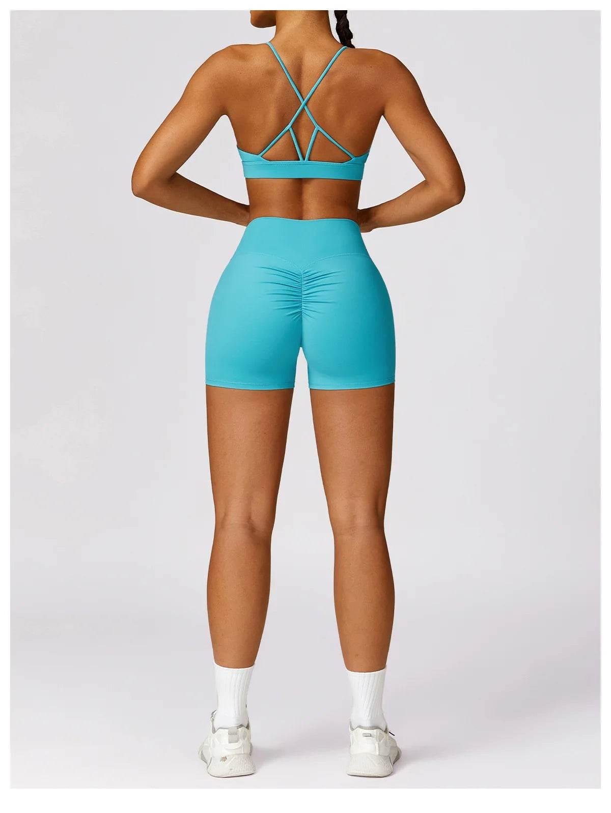 New Women Yoga Shorts High Waist Beautiful Buttocks Gym Sexy Feel V-shaped Shorts Sports Fitness Tights Push up Run Leggings - Empire P.E