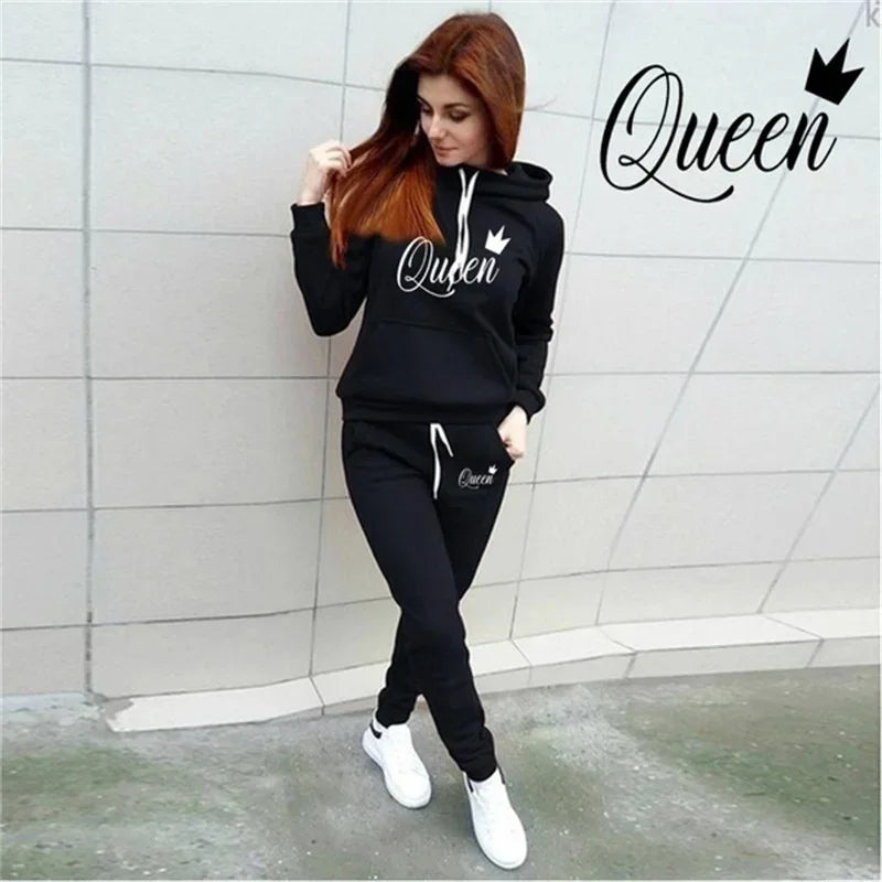 Hot women's 2-piece QUEEN print sports suit - Empire P.E