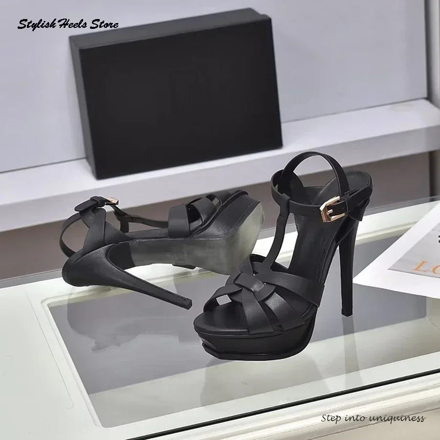 Classics Leather Platform Straps Stilettos - Empire P.E