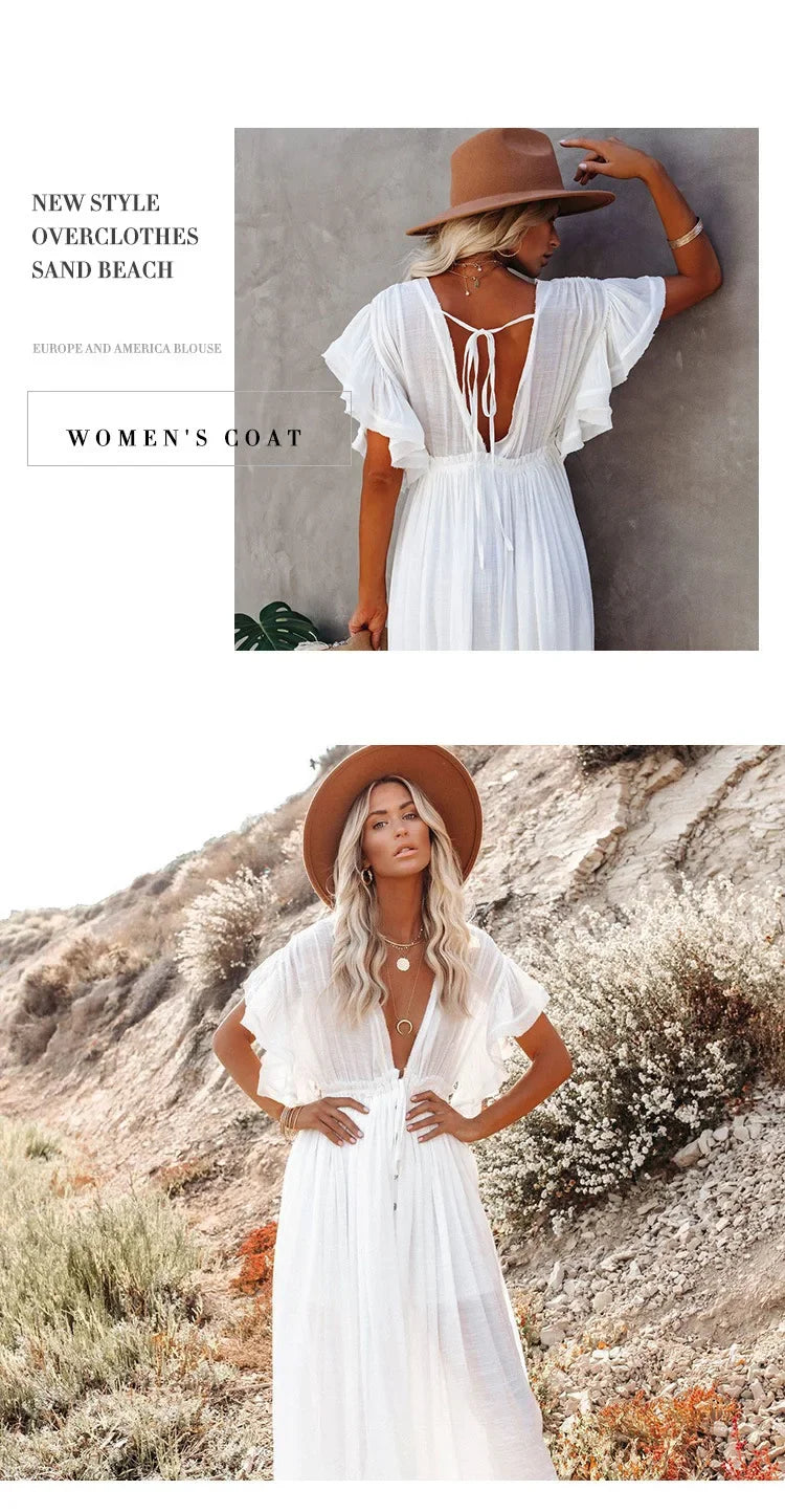 Sexy Bikini Cover-ups Long Tunic Beach Dress