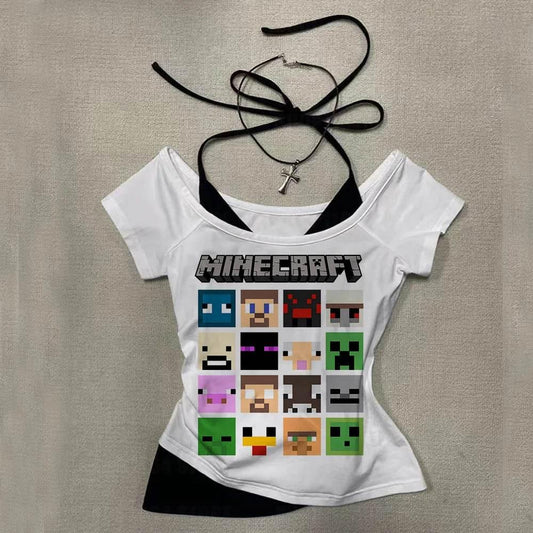 Woman Clothes for Women Trashy Y2k 2000s Tops With Suspenders Female Clothing Crop Top Sexys Summer Women's Cropped Emo Corset - Empire P.E