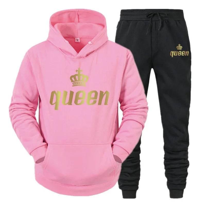 King And Queen Couple Outfit Hoodie and Jogger Pants High Quality Men Women Daily Casual Sport Jogging Suit King Queen Tracksuit - Empire P.E