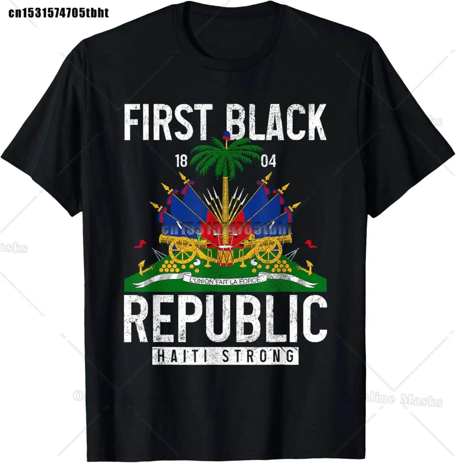 Haitian Coat of Arms Haiti Emblem Symbol Vintage T Shirts Cotton Streetwear Short Sleeve Birthday Gifts Summer Mens Clothing - Empire P.E