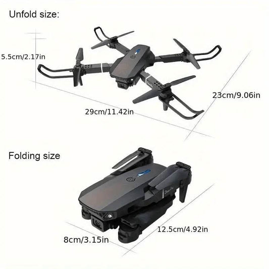 E88 Drone with Dual 4K HD Cameras, Wi-Fi, USB Charging, 1181.1inch Max Altitude, 3m/s Speed, One-Click Return, No GPS，4k drone - Empire P.E
