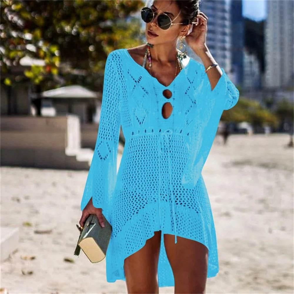 2025 New Beach Cover Up Bikini Crochet Knitted Tassel Tie Beachwear - Empire P.E