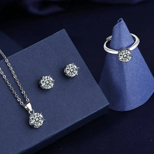 Solitaire Lab Diamond Jewelry set 925 Sterling Silver Moissanite Jewelry - Empire P.E