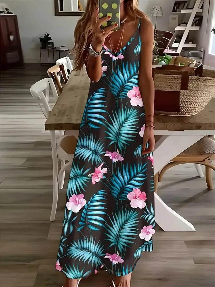 Sleeveless Vest Dress 2024 Summer V-Neck Ladies Loose Halter Dress - Empire P.E