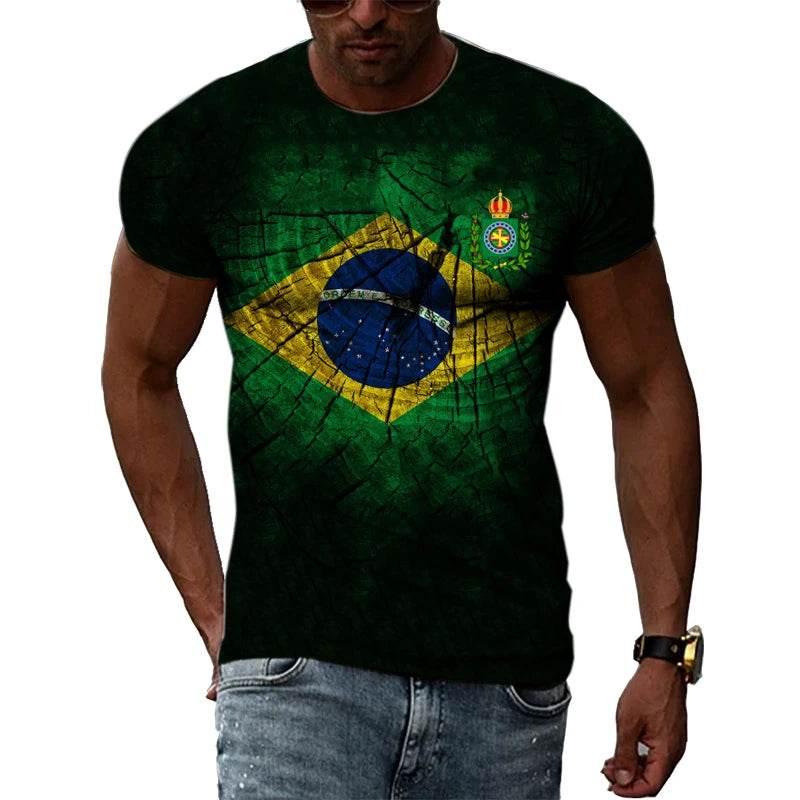 Brazilian Flag 3D Print T-shirts Summer Men Woman Short Sleeve Casual Tees Fashion Streetwear Harajuku T Shirt Kid Tops Clothing - Empire P.E