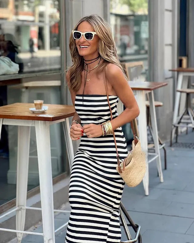 New Summer Women Dress Casual Sleeveless Slash Neck - Empire P.E
