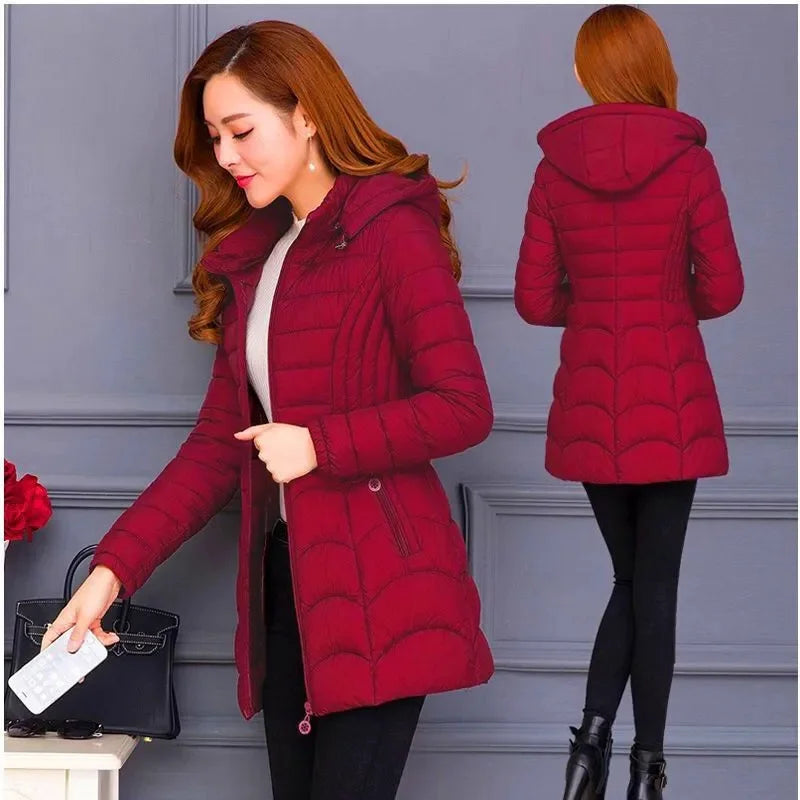 Women's 2024 Slim Down Cotton Hooded Jacket - Empire P.E