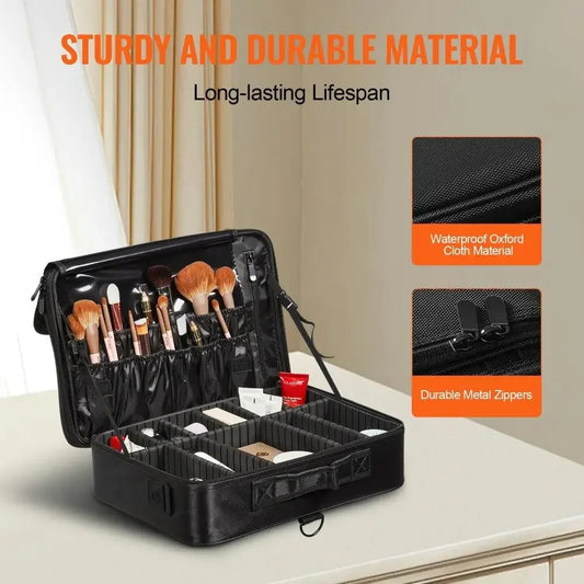 Makeup Storage Case Large 3 Tier Waterproof Oxford Fabric