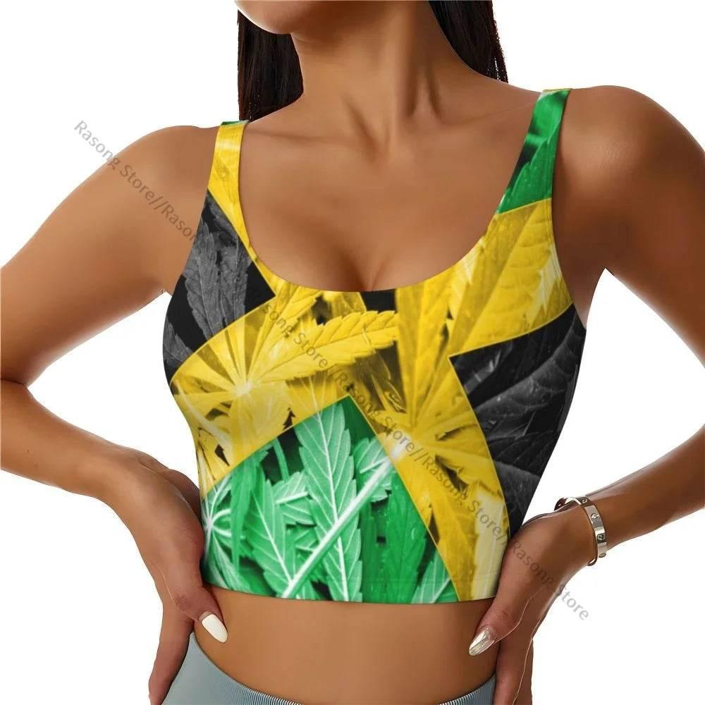 Sports Bra Women Running Yoga Clothes Vest Jamaica Kingdom Flag Gathering Fitness Vest - Empire P.E