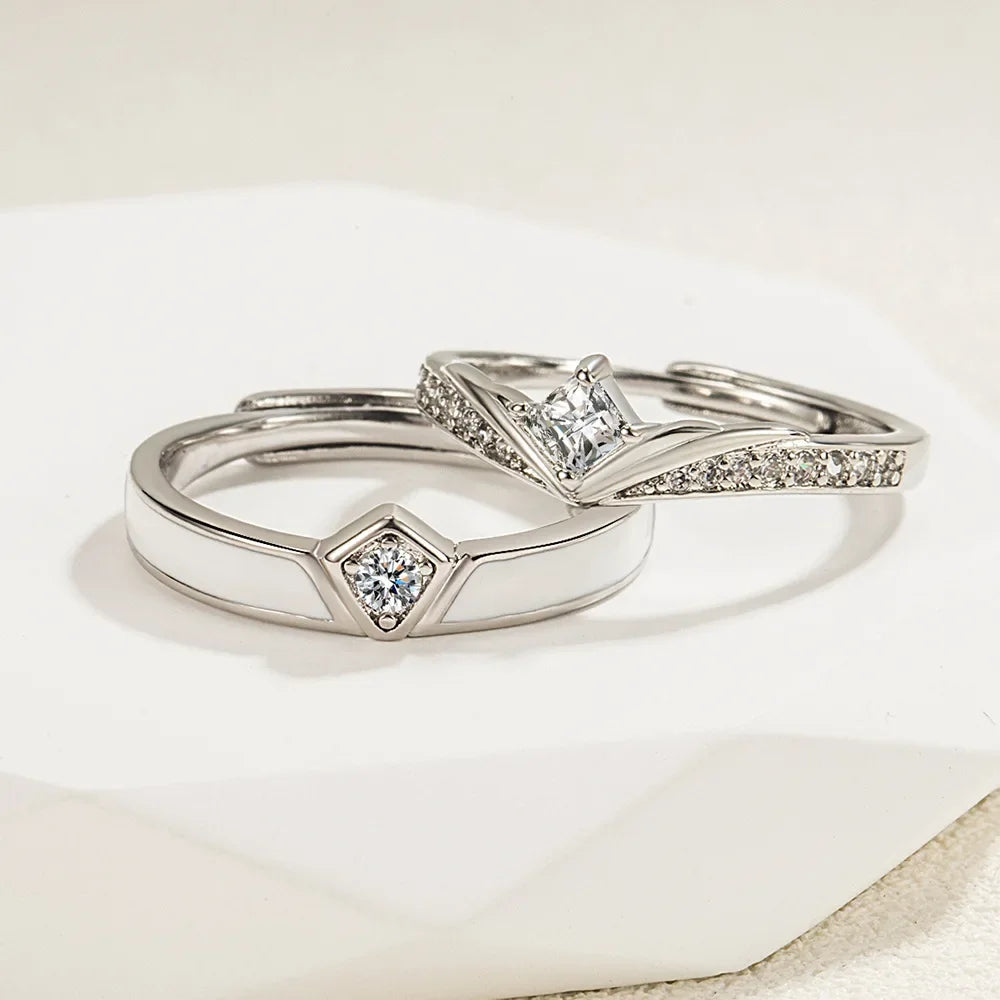 NEW 925 Sterling Silver Moissanite Diamond Couple Rings - Empire P.E