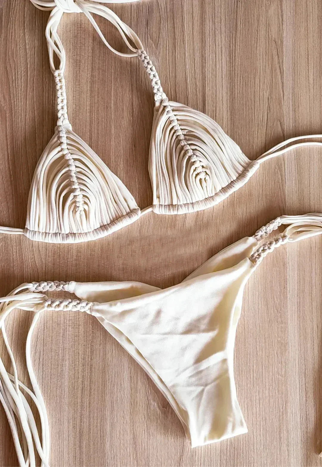 2025 New Bandage Stripe Brazilian Bikini Two Piece Set