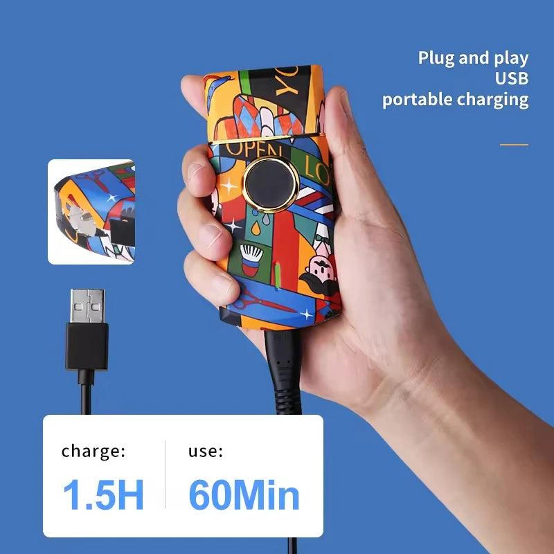 Kemei Rechargeable Graffiti Pattern Electric Hair Clipper Professional - Empire P.E