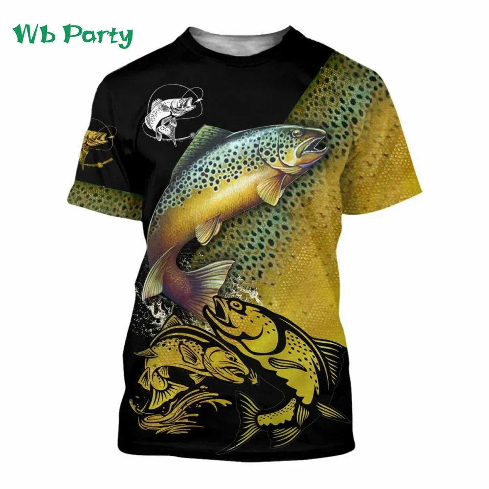 Men Shirts Graphic Tee Fish Print Short Sleeved - Empire P.E