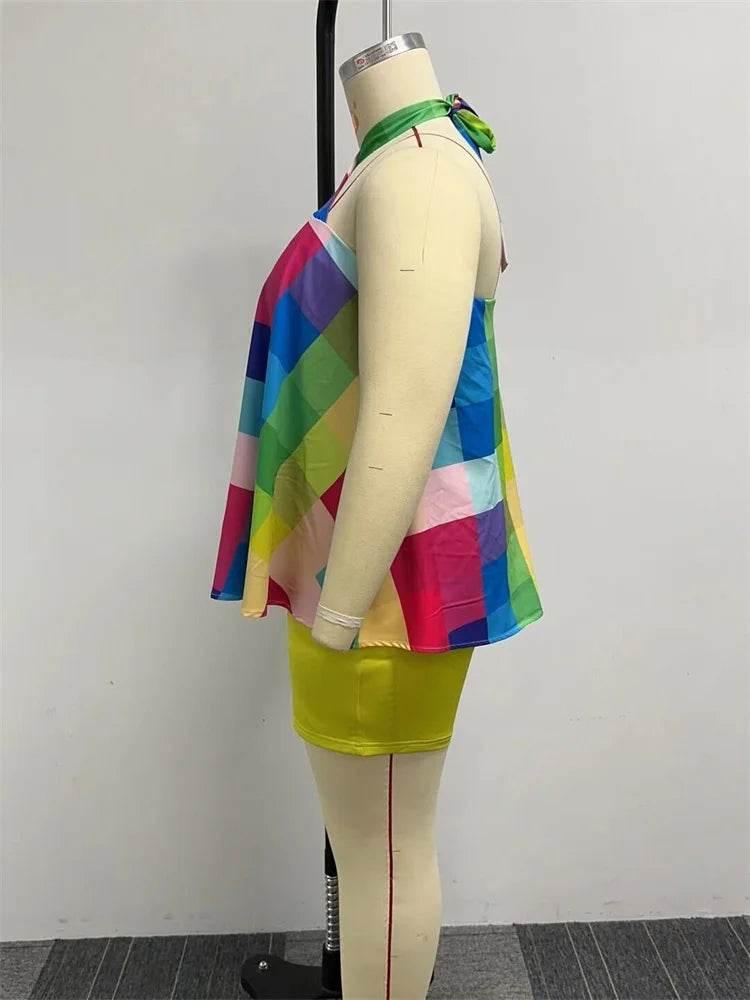 Wmstar Plus Size Two Piece Set Women Sleeveless Printed Short Sets Top Pants Sexy Suit Beach Summer Wholesale Dropshipping 2023 - Empire P.E