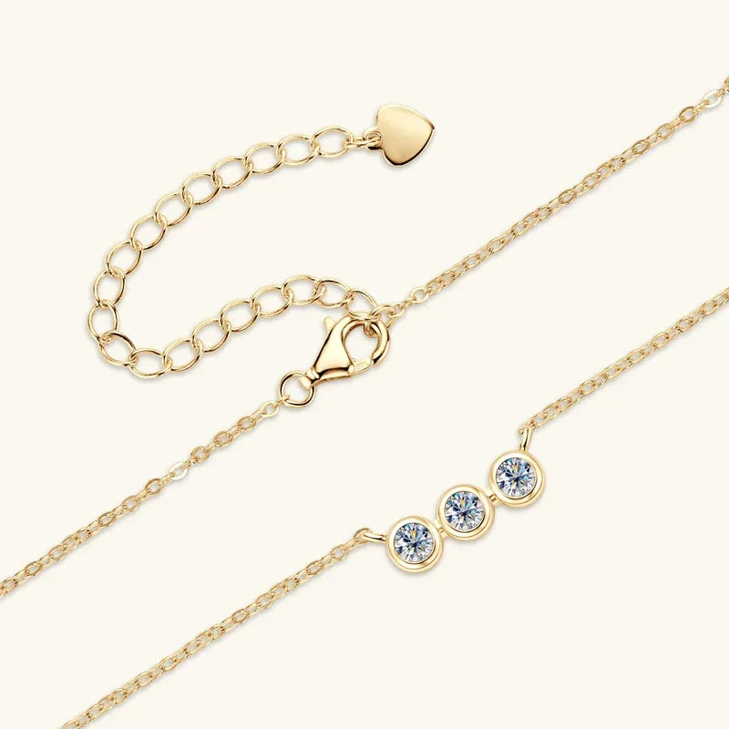3mm Moissanite Jewelry Sets Real 925 Silver for Women 3 Stones Pendant Necklace Stud Earrings Set - Empire P.E