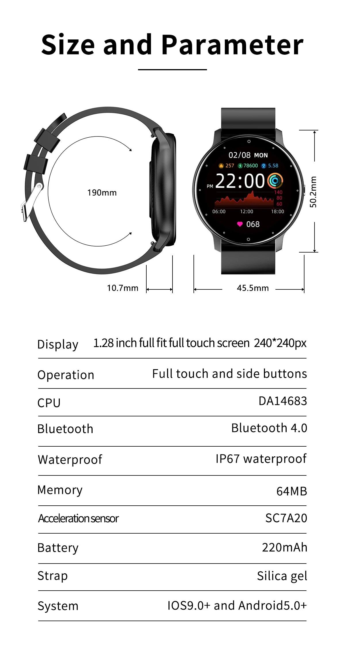 LIGE Smart Watch Men or Women Full Touch Screen Sport Fitness Watch - Empire P.E