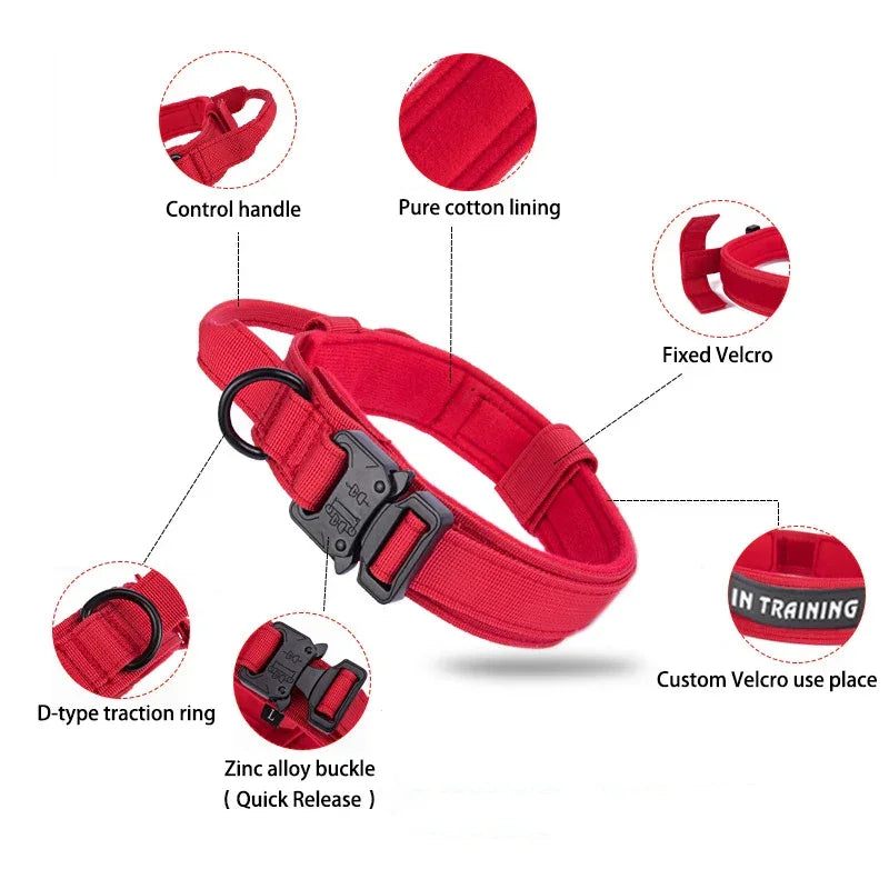 Pet Dog Collar Leash Set Nylon Material Durable Dog Collar Reflective Leash Pet Tactical Training Dog Collar Large Dog Leash Set - Empire P.E