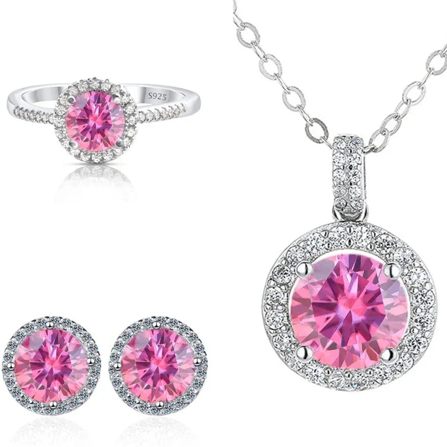 Real Round 6.5mm Moissanite Jewelry Set 925 Sterling Silver - Empire P.E