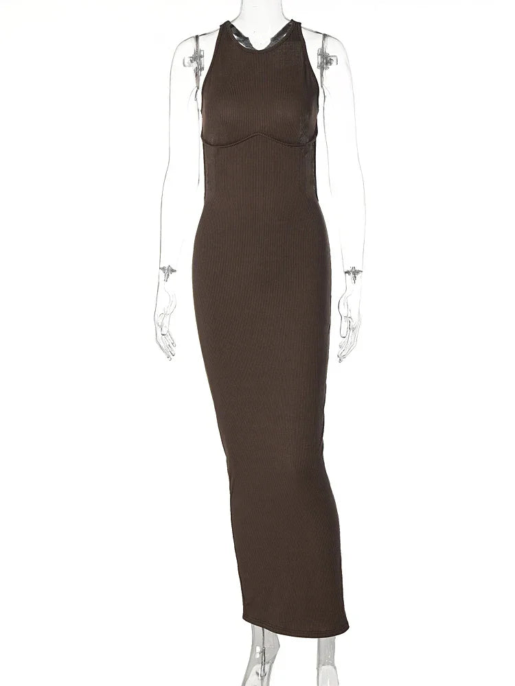 Solid Hollow Out Backless Sleeveless Sexy Slit Mini Dress - Empire P.E