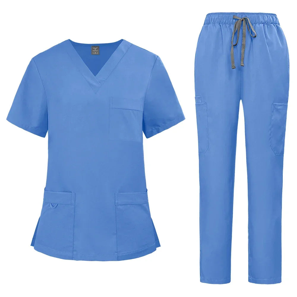 Uniform Unisex Elastic Scrubs Top Pants 2-piece Set - Empire P.E