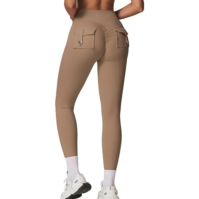 Fitness Yoga Leggings for Women Pocket Scrunched Gym Leggings High Waist Butt Liftting Tights Sexy Booty Shorts Bell-bottoms - Empire P.E