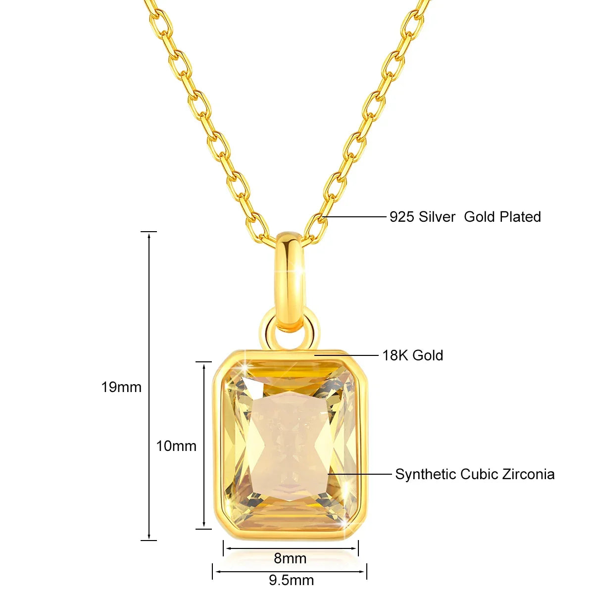 8*10mm Moissanite Necklace Real 18K Gold Pendant Colored Gemstone for Women - Empire P.E