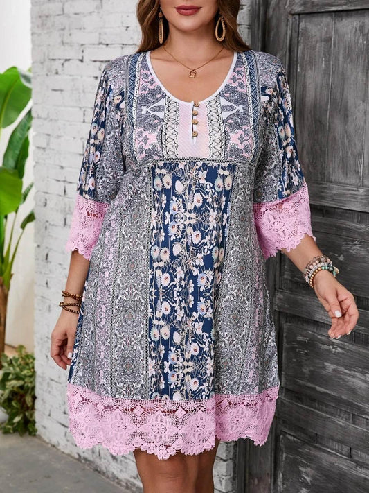 Plus Size Fashion Elegant Women Dress Loose Casual Dress Women Printed Dress New Temperament - Empire P.E