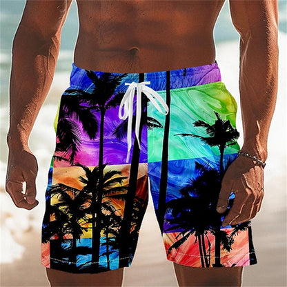 2025 Summer 3D Printed Coconut Trees Graphic Swimming Trunks