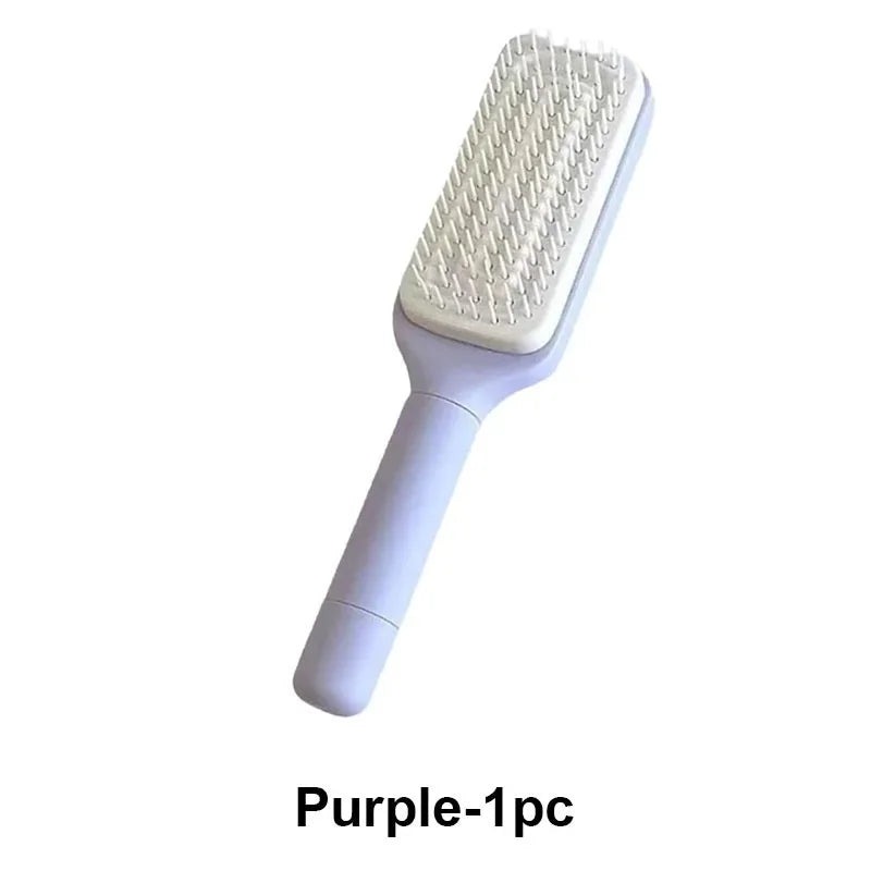 Self-Cleaning Hairbrush Retractable Bristle