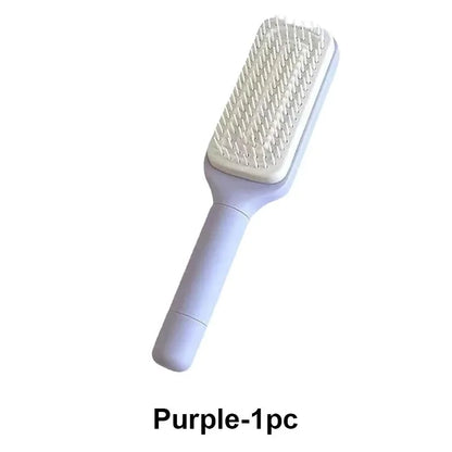 Self-Cleaning Hairbrush Retractable Bristle