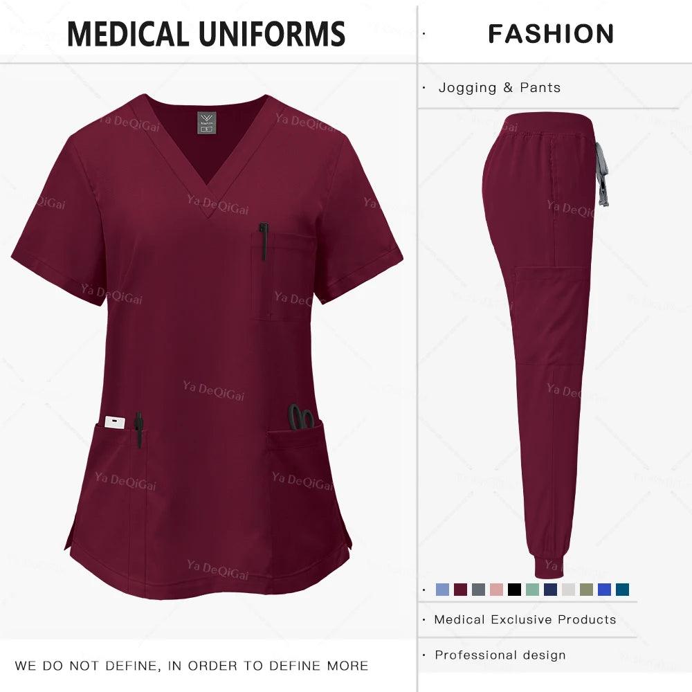 Pink Clinical Uniform Woman Pharmacy Workwear Nurse Uniform Hospital Doctor Oral Dental Surgery Uniforms Medical Scrubs Sets New - Empire P.E