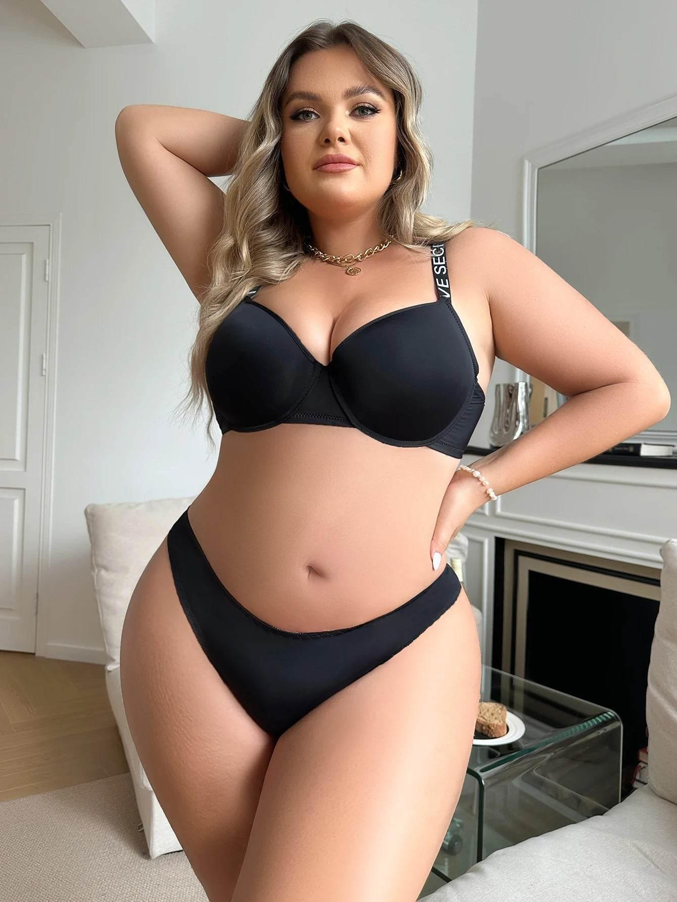 Women's Black Plus Size Lingerie Set - Empire P.E
