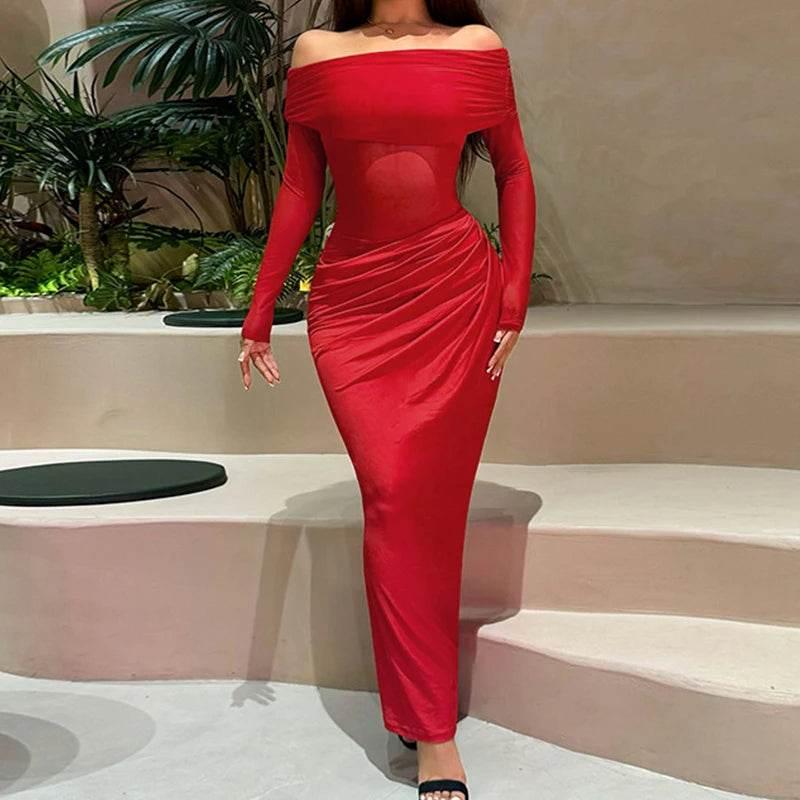 Sexy Light Mesh Solid Color Transparent Dress - Empire P.E