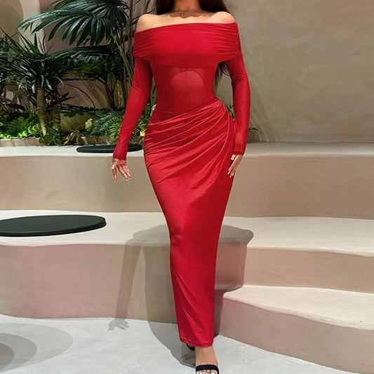Sexy Light Mesh Solid Color Transparent Dress - Empire P.E