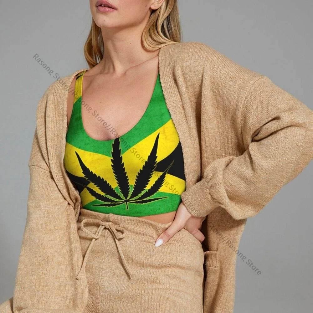Sports Bra Women Running Yoga Clothes Vest Jamaica Kingdom Flag Gathering Fitness Vest - Empire P.E