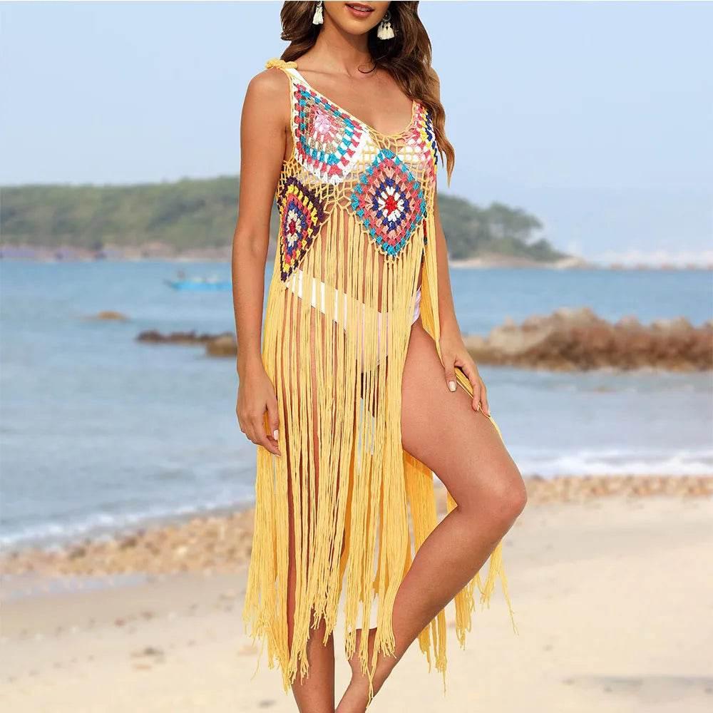 Trendy V-Neck Beach Cover-Up Dress for Women - Empire P.E