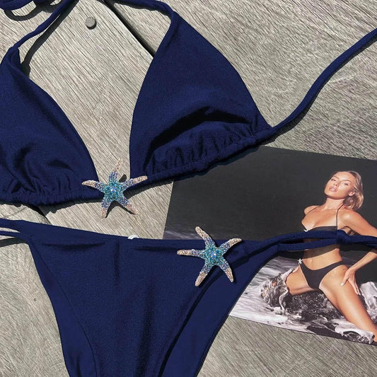 Sexy Bikini 2025 Swimsuit Women Swimwear Halter Bikinis Set Push Up Bathing Suit Solid Swimming Suit Biquini Female - Empire P.E