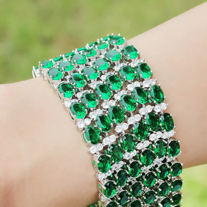 Bracelet Length 19/21cm Luxury 925 Sterling Silver Emerald Gem Created Moissanite Diamond - Empire P.E