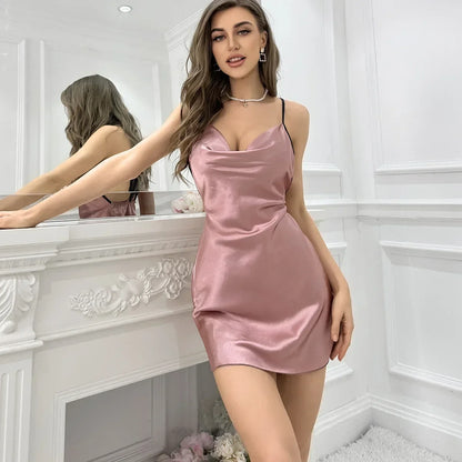 Fashion Solid Color V-neck Home Nightgown - Empire P.E