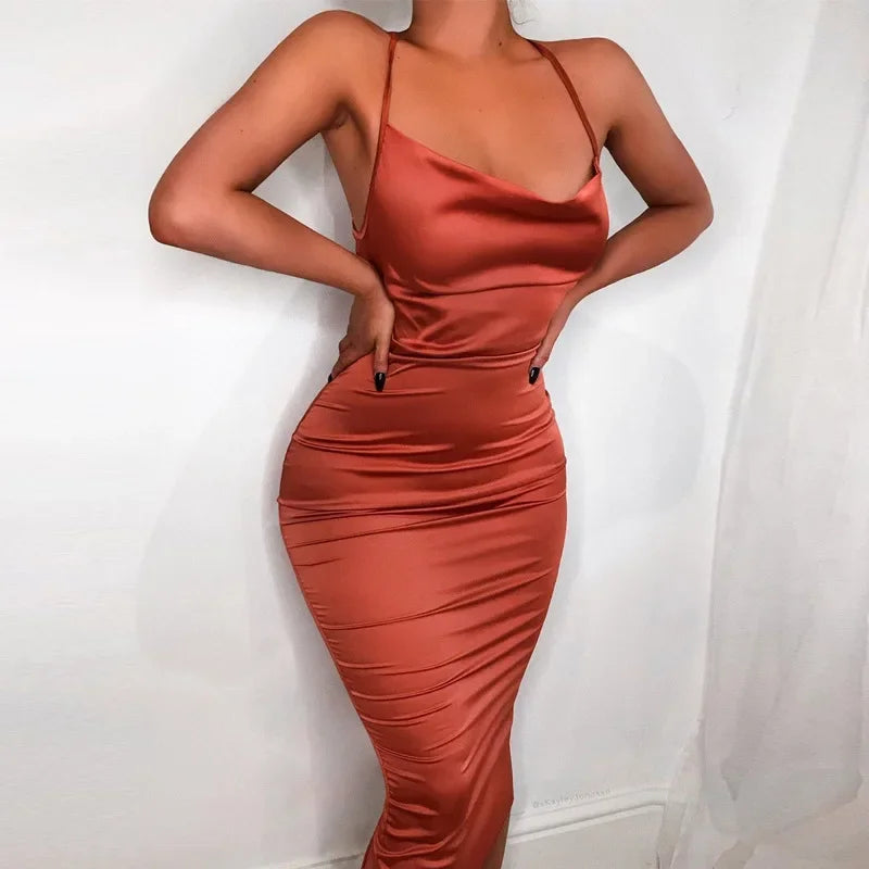 Long Midi Dress Backless Elegant Outfit - Empire P.E