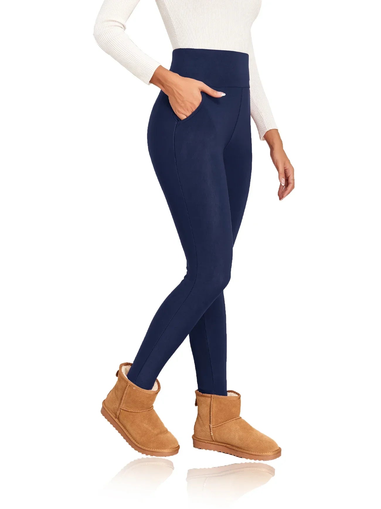 Pockets Thick Winter Warm Leggings Women High Waist Mallas Casual Velvet Warm Leggings Prevent Cold Super Warm Pants - Empire P.E