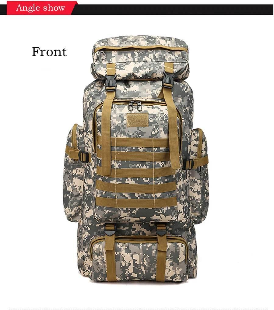80L Waterproof Molle Camo Tactical Backpack Military Army Hiking Camping Backpack Travel Rucksack Outdoor Sports Climbing Bag - Empire P.E