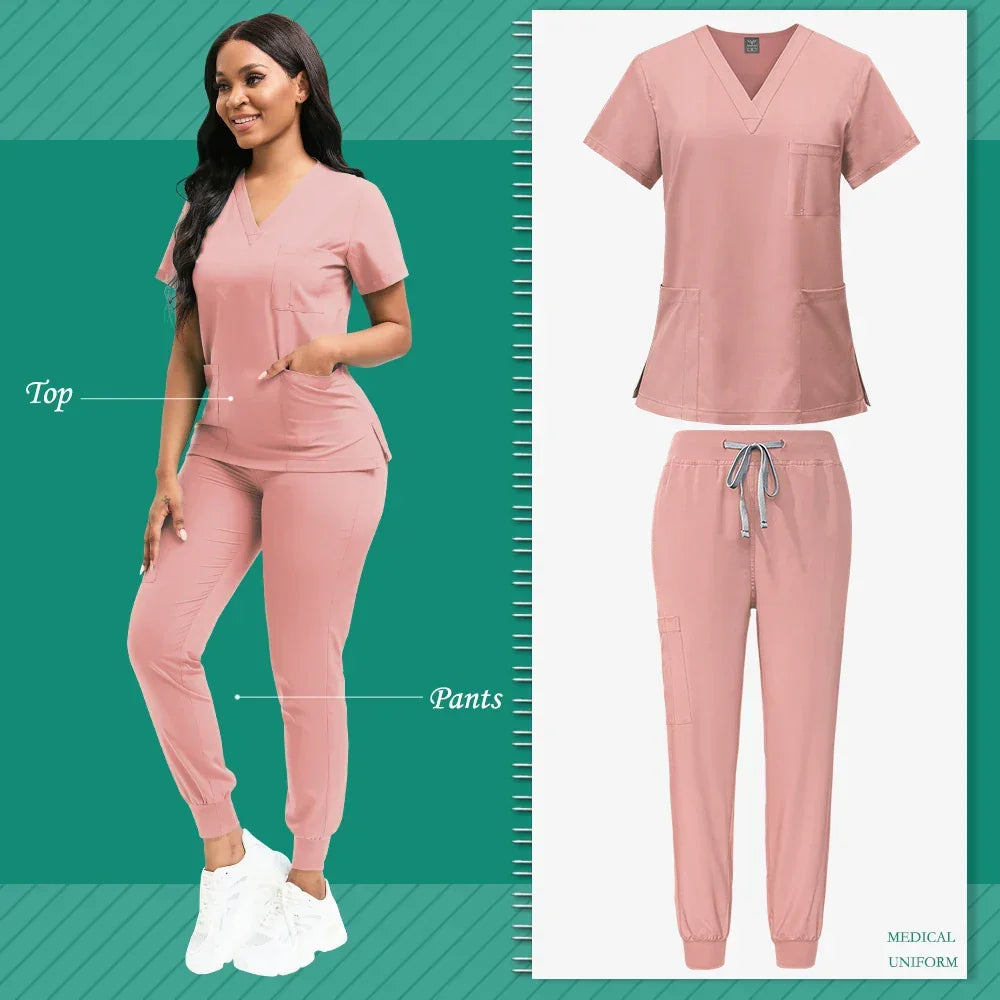 Women's Nursing Scrub Top Pants Medical Suit - Empire P.E