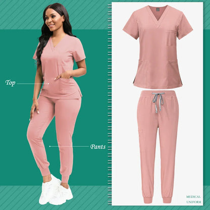 Women's Nursing Scrub Top Pants Medical Suit - Empire P.E
