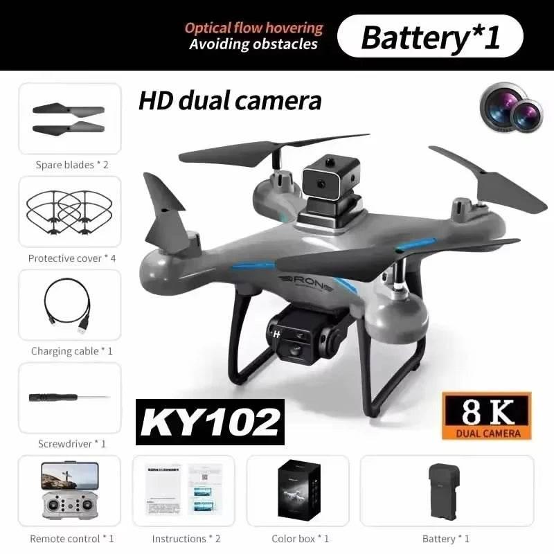 2025 KY102 Drone 8K Professional Dual Camera Brushless Quadcopter Obstacle Avoidance Optical Flow Aerial Drone RC 10000M - Empire P.E