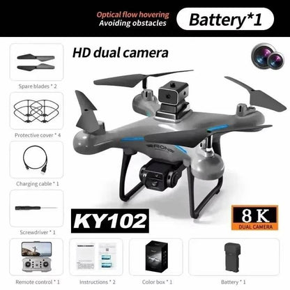 2025 KY102 Drone 8K Professional Dual Camera Brushless Quadcopter Obstacle Avoidance Optical Flow Aerial Drone RC 10000M - Empire P.E